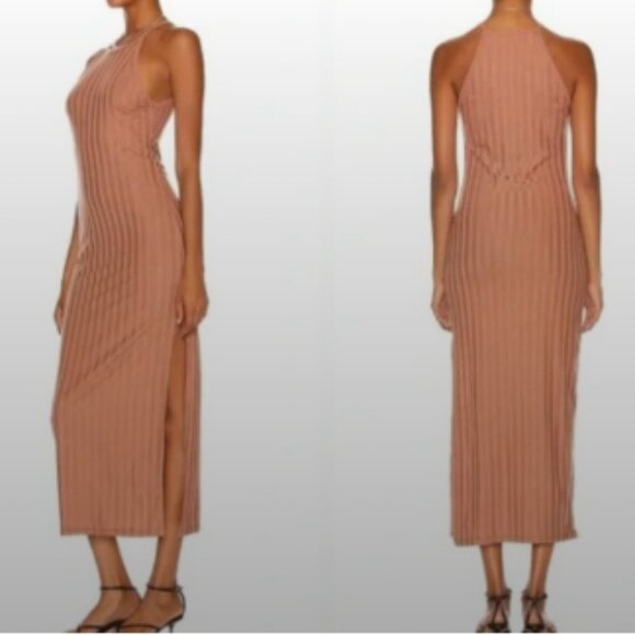 Jonathan Simkhai Standard Megan Ribbed Racer Back  Knit Midi Dress Size XS - Picture 1 of 12